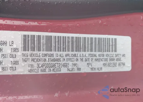 2014 Dodge Journey Limited from USA, damaged, VIN 3C4PDDDG0ET214661